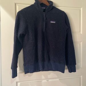 Patagonia Textured Wool Navy Zip-Up Sweater